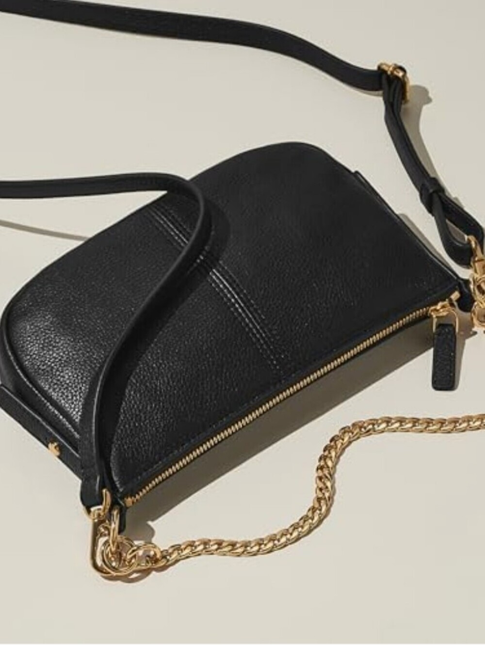 Fossil -  Jolie Black Leather Mini Baguette Crossbody Bag